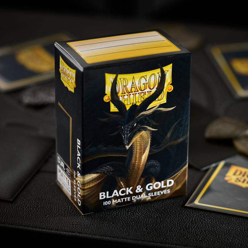 Dragon Shield Sleeve Matte Dual Standard Size 100pcs - Black & Gold