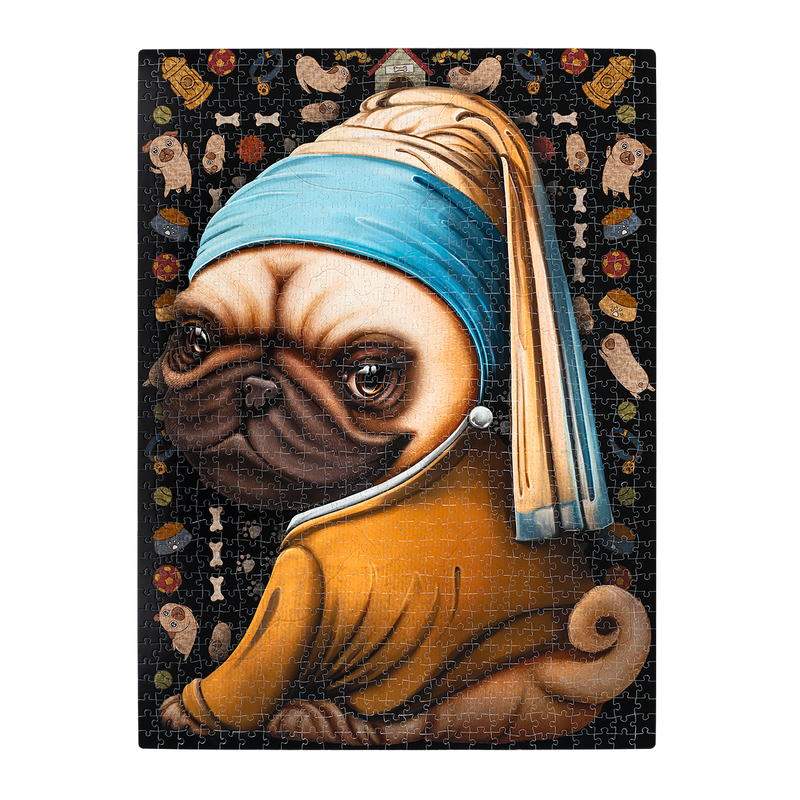 EXPLODING KITTENS 1000 Piece Puzzle PUG WITH A PEARL EARRING (PPUG-1K-6) EN