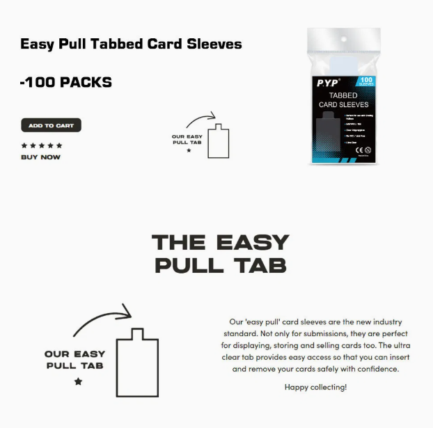 PYP Easy Pull Tabbed Card Sleeves (Standard Size)