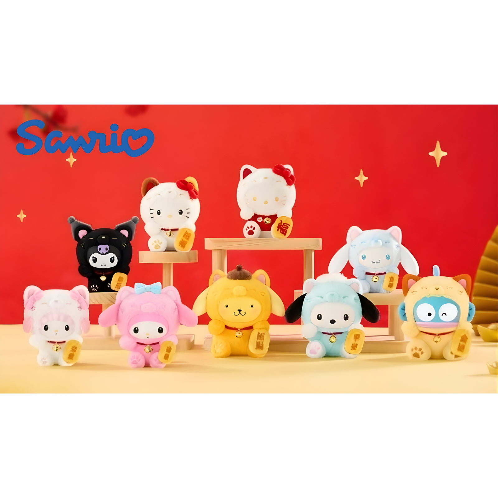 Sanrio Characters "Lucky Cat Series" Plush Pendant Blind Box-Single Box (Random)-TopToy-Ace Cards & Collectibles