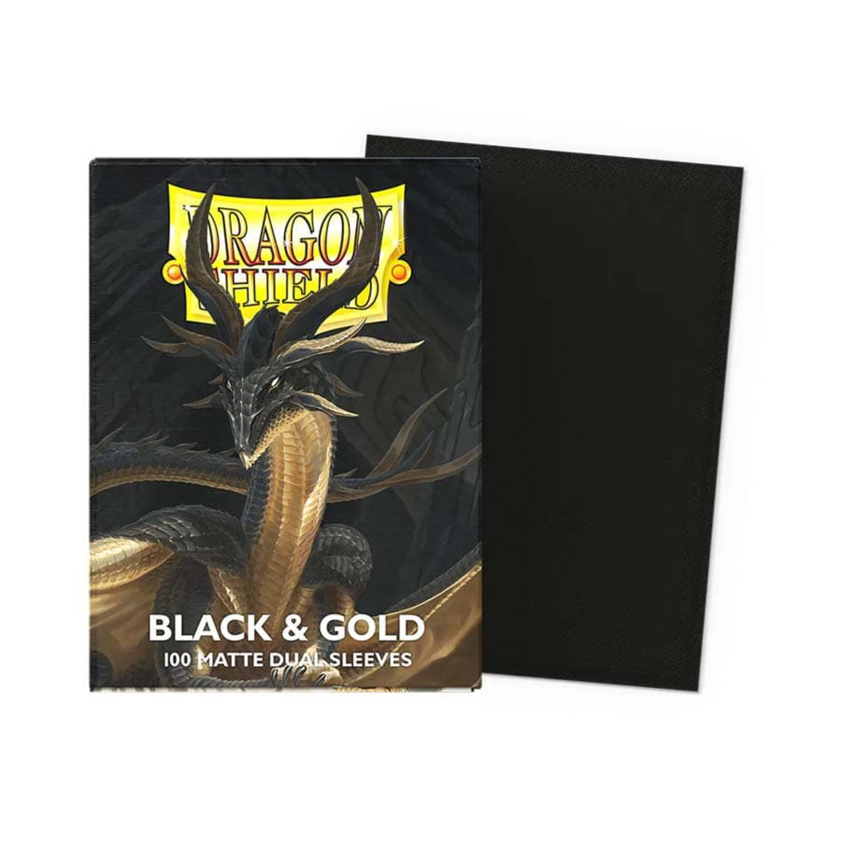 Dragon Shield Sleeve Matte Dual Standard Size 100pcs - Black & Gold