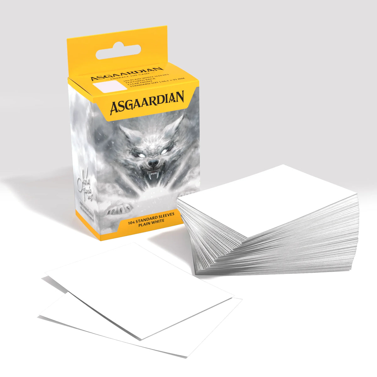 Asgaardian Matte Standard Sleeves – SUN-CHASER SKOLL “Plain White” (104pcs)