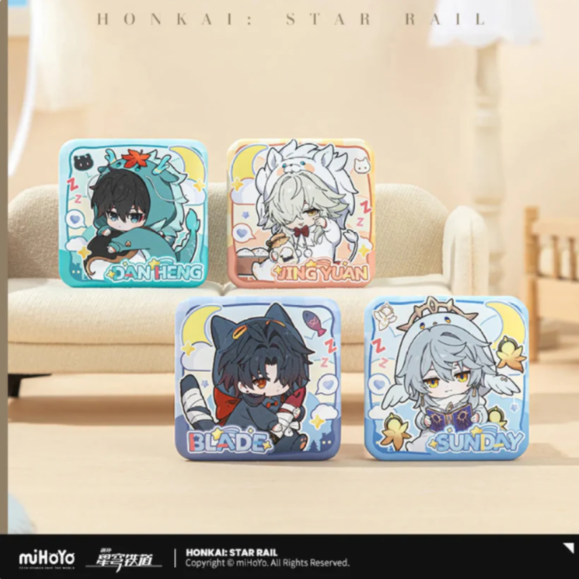 Honkai: Star Rail Boys Dorm Series Chibi Version Square Badge-Jingyuan-miHoYo-Ace Cards & Collectibles