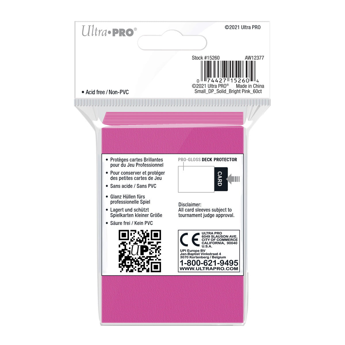 Ultra PRO Card Sleeve Solid Colour Small 60ct - Bright Pink