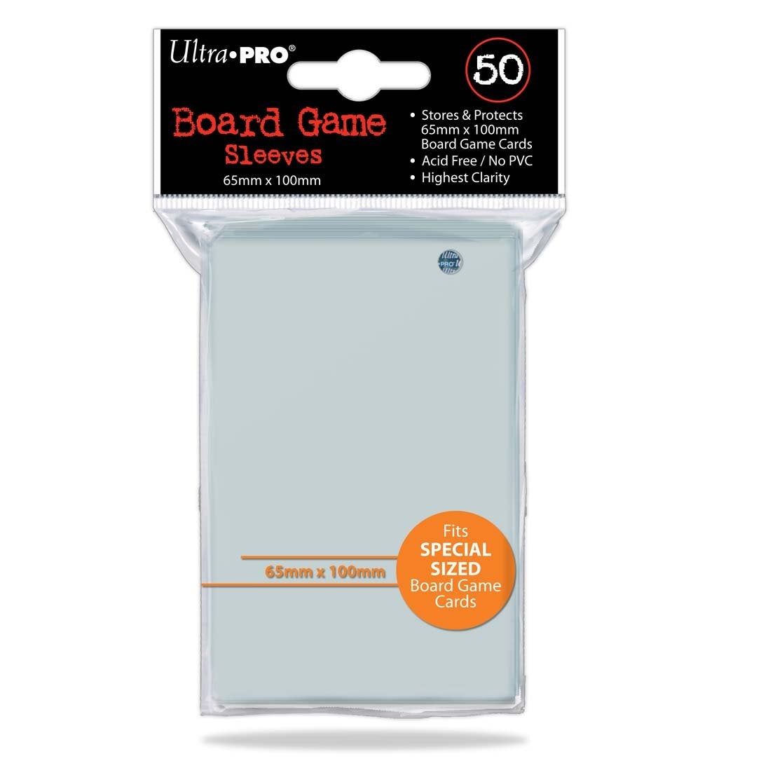 Ultra PRO Board Game Card Sleeve 50ct Fits Special Sized [65mm X 100mm] (Clear)