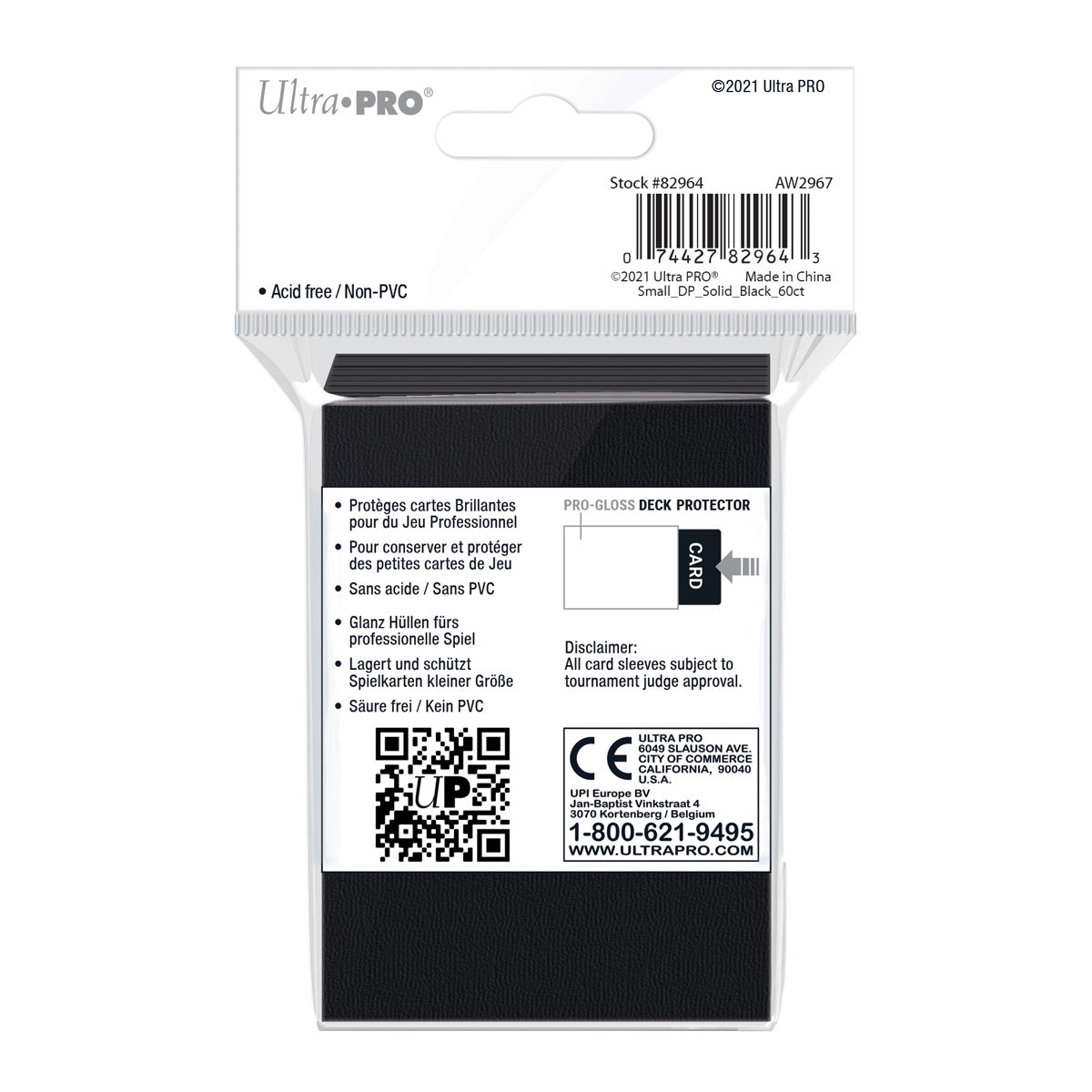 Ultra PRO Card Sleeve Solid Colour Small 60ct - Black