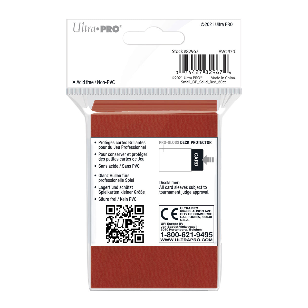 Ultra PRO Card Sleeve Solid Colour Small 60ct - Red