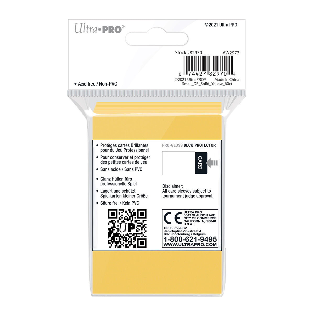Ultra PRO Card Sleeve Solid Colour Small 60ct - Yellow