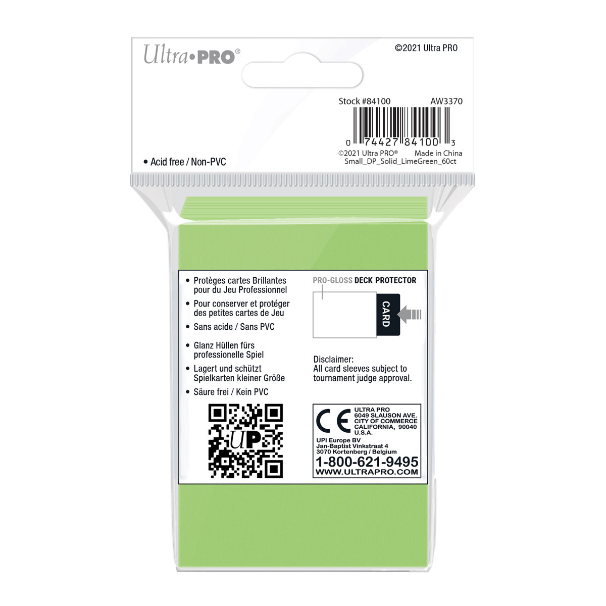 Ultra PRO Card Sleeve Solid Colour Small 60ct - Lime Green