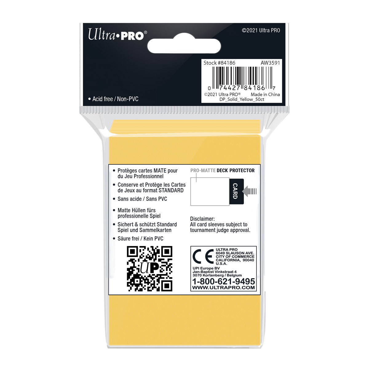 Ultra PRO Card Sleeve Pro-Matte Standard 50ct - Yellow