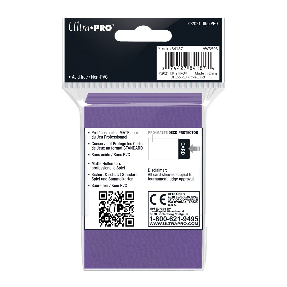 Ultra PRO Card Sleeve Pro-Matte Standard 50ct - Purple
