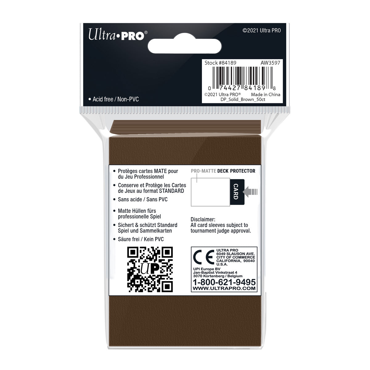 Ultra PRO Card Sleeve Pro-Matte Standard 50ct - Brown