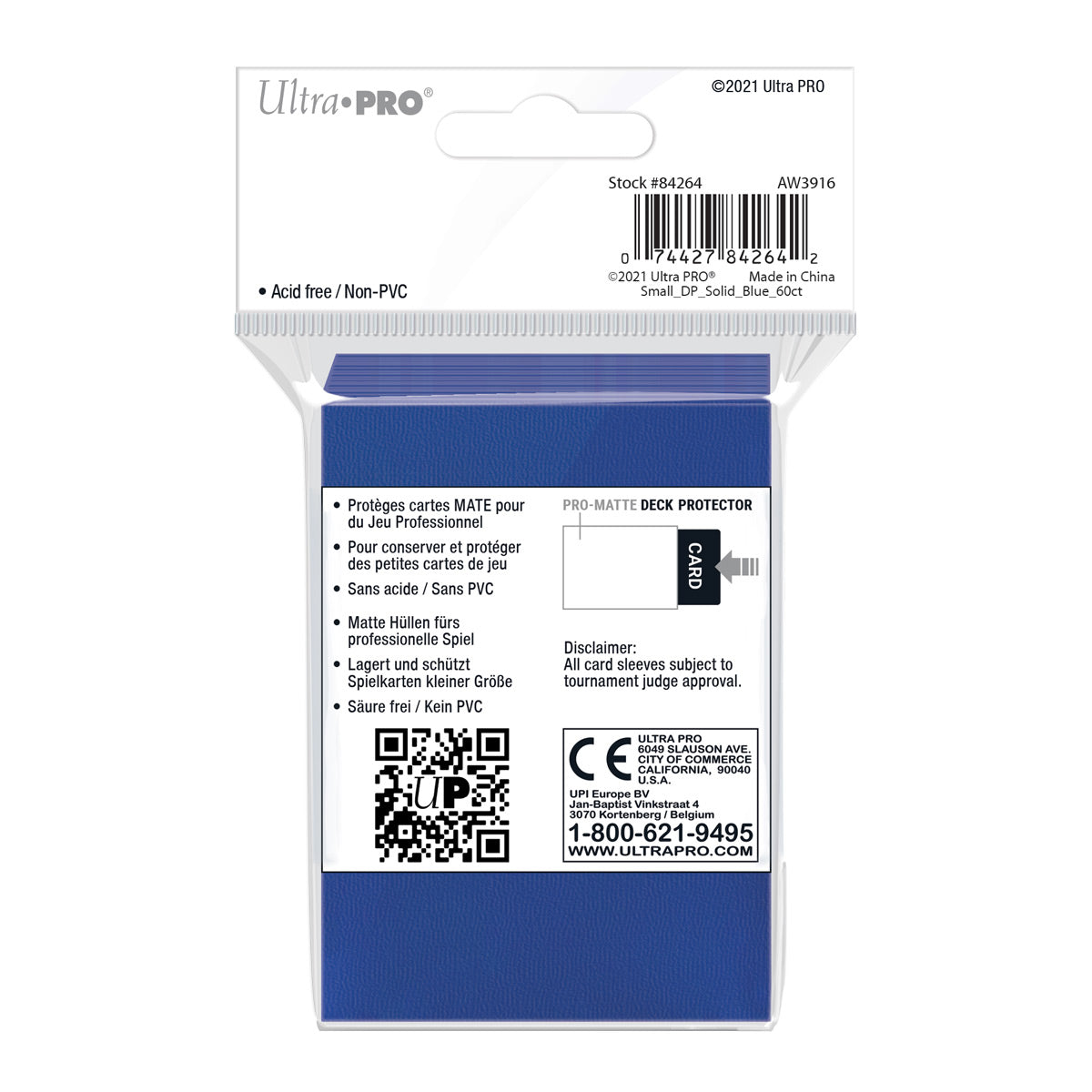 Ultra PRO Card Sleeve Pro-Matte Small 60ct - Blue