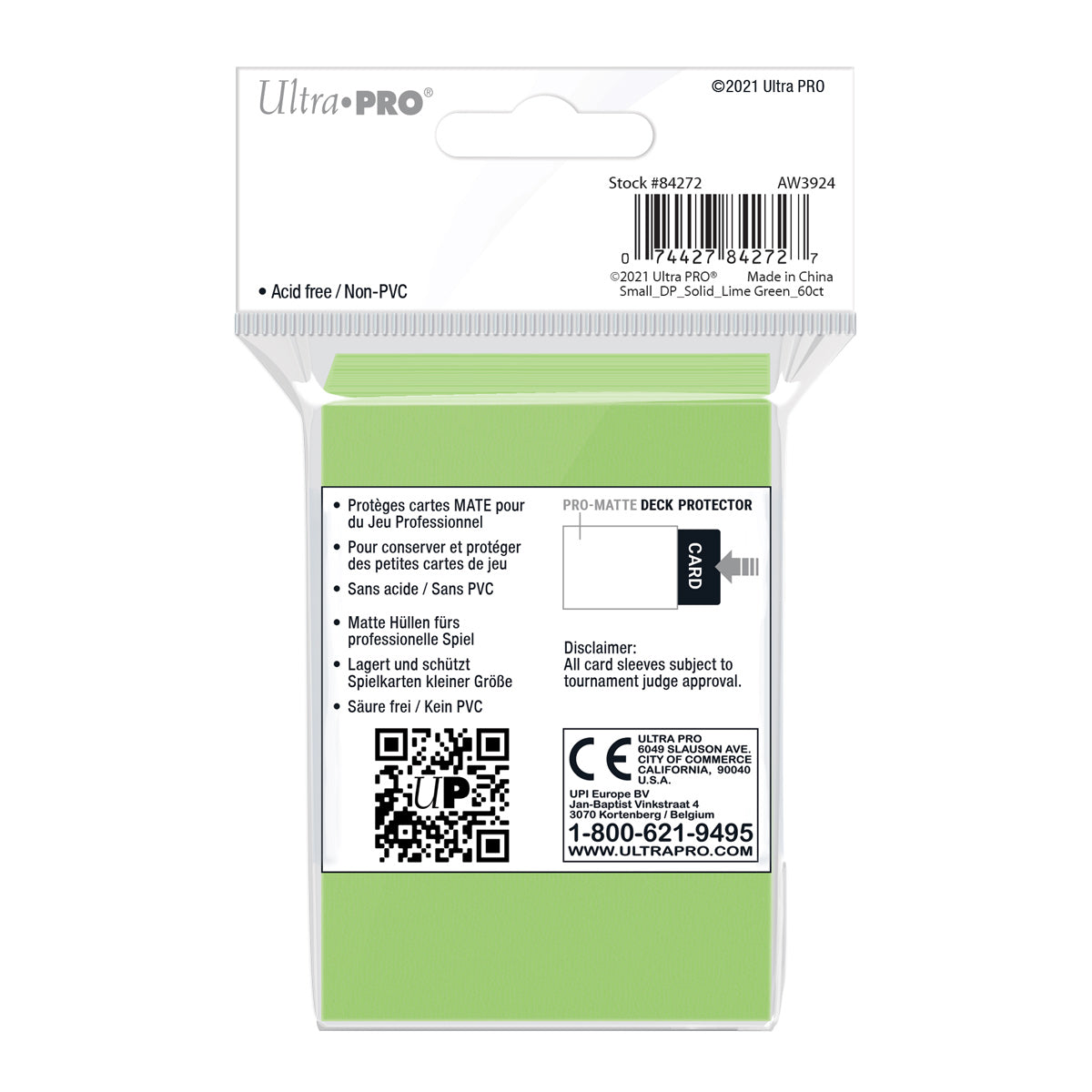 Ultra PRO Card Sleeve Pro-Matte Small 60ct - Lime Green