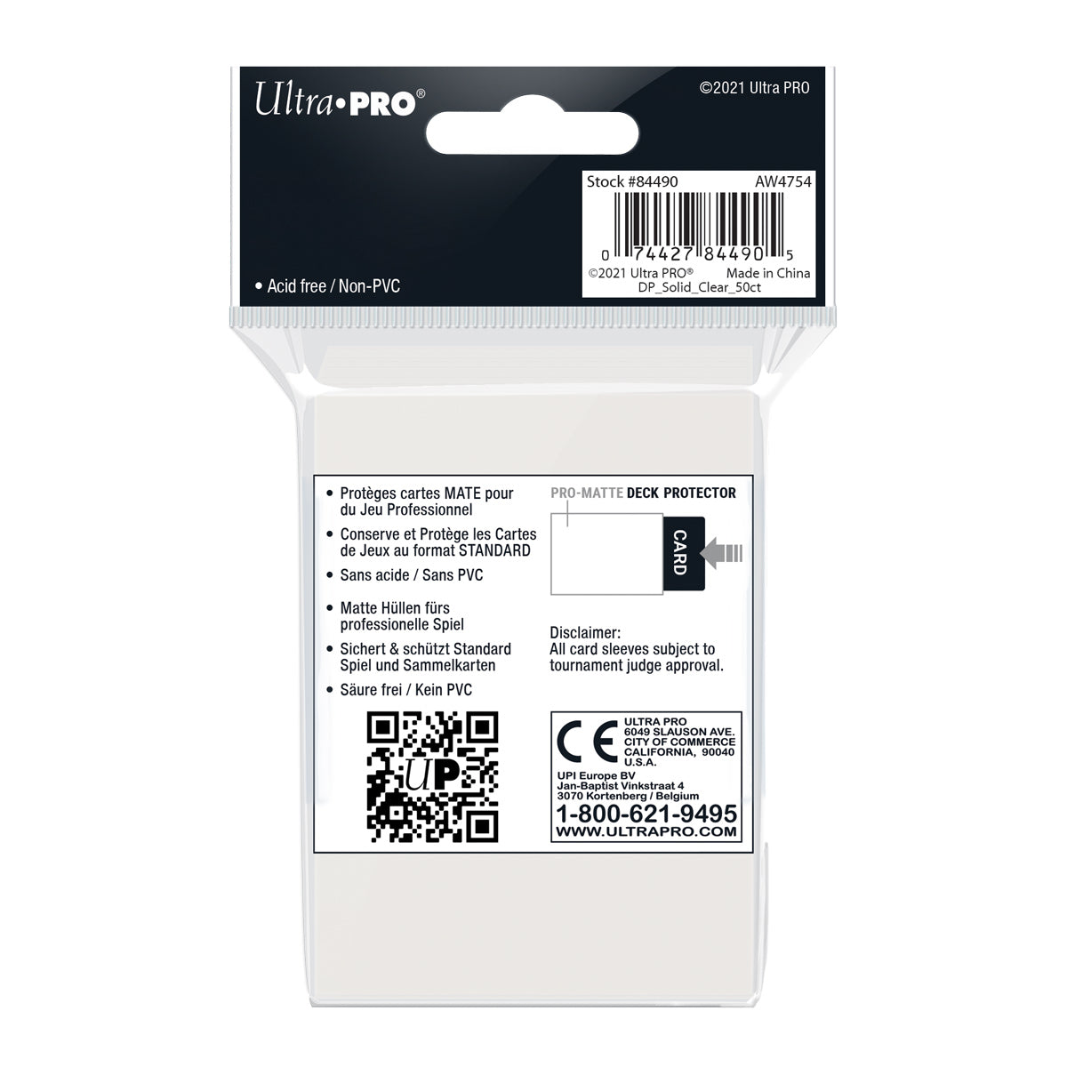 Ultra PRO Card Sleeve Pro-Matte Standard 50ct - Clear