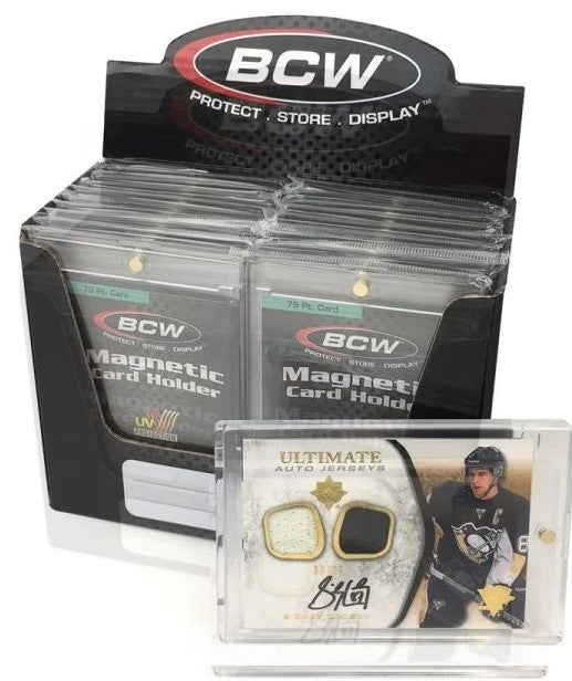 BCW Magnetic Card Holder - 75 PT Thickness For Sports & Trading Cards | UV Protection Gold Magnet