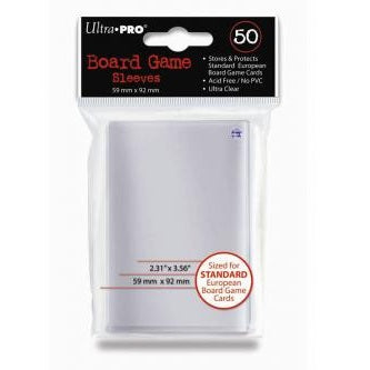 Ultra PRO Board Game Card Sleeve 50ct Standard European Size [59mm X 92mm] (Clear)