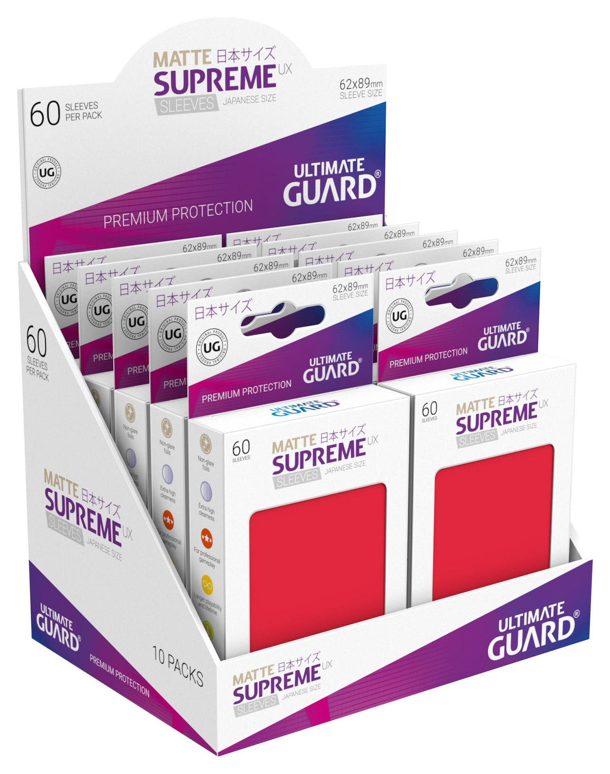Ultimate Guard Supreme UX Sleeves Japanese Size Matte Red - 60pcs