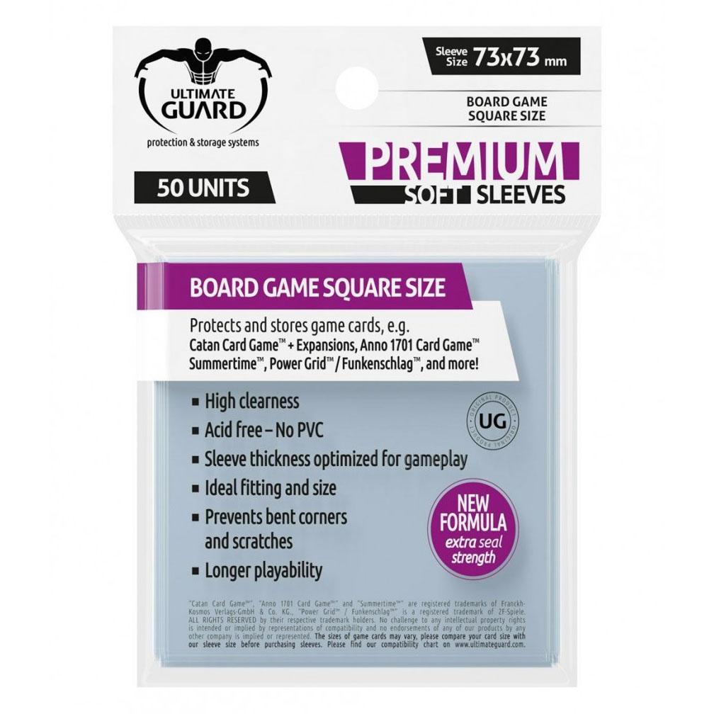 Ultimate Guard Premium Board Game Card Sleeve 50pcs Square Size [73mm X 73mm] (Clear)-Ultra PRO-Ace Cards &amp; Collectibles