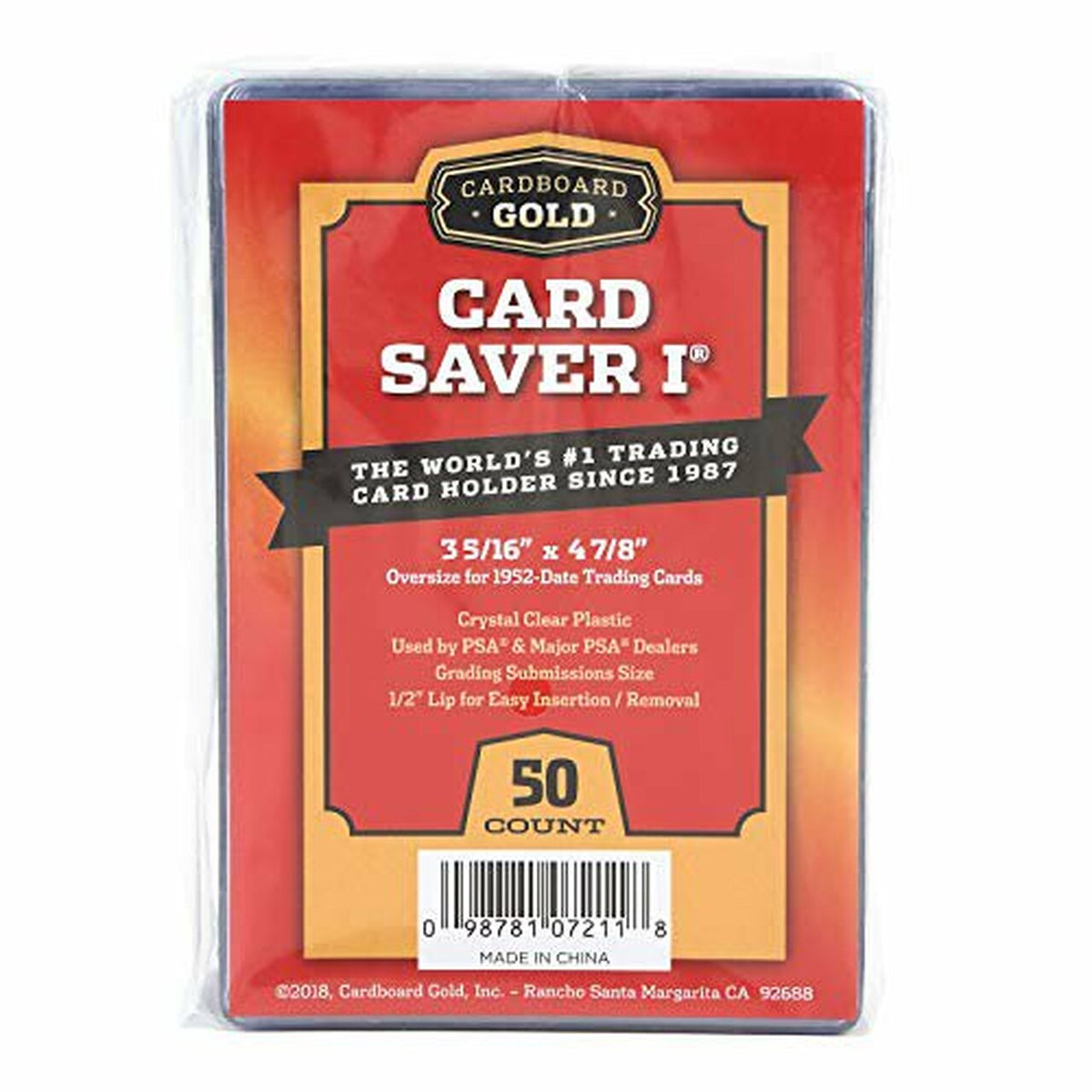 Cardboard Gold &quot;Card Saver 1&quot; Semi-Rigid Card Holder (3 5/16&quot; x 4 7/8&quot;)