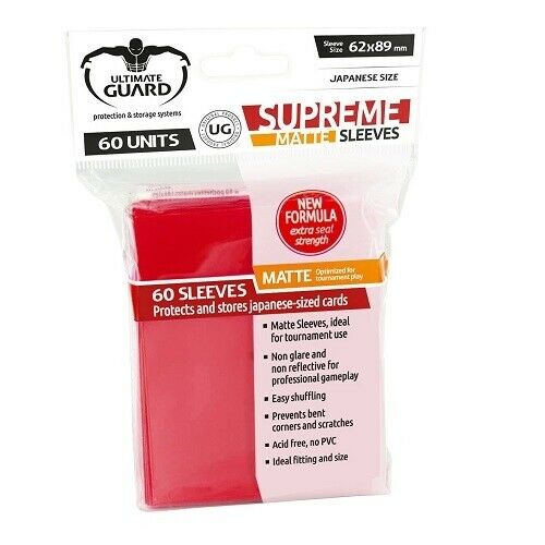Ultimate Guard Card Sleeve Supreme Matte Japanese Size 60pcs - Red