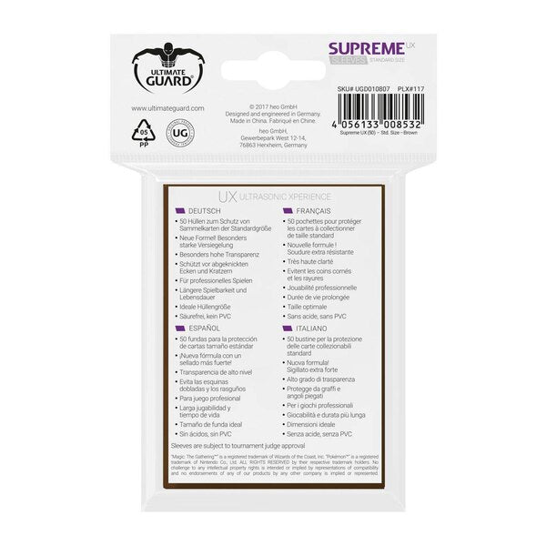 Ultimate Guard Supreme UX Sleeves Standard Size Brown - 50pcs